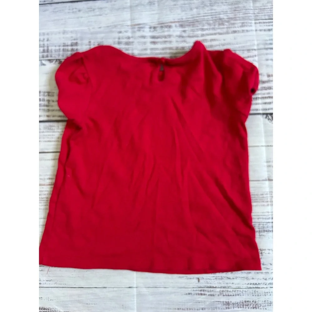 Gymboree T-Shirt Girls Red Dachshund Dog Applique Puff Sleeve 4T